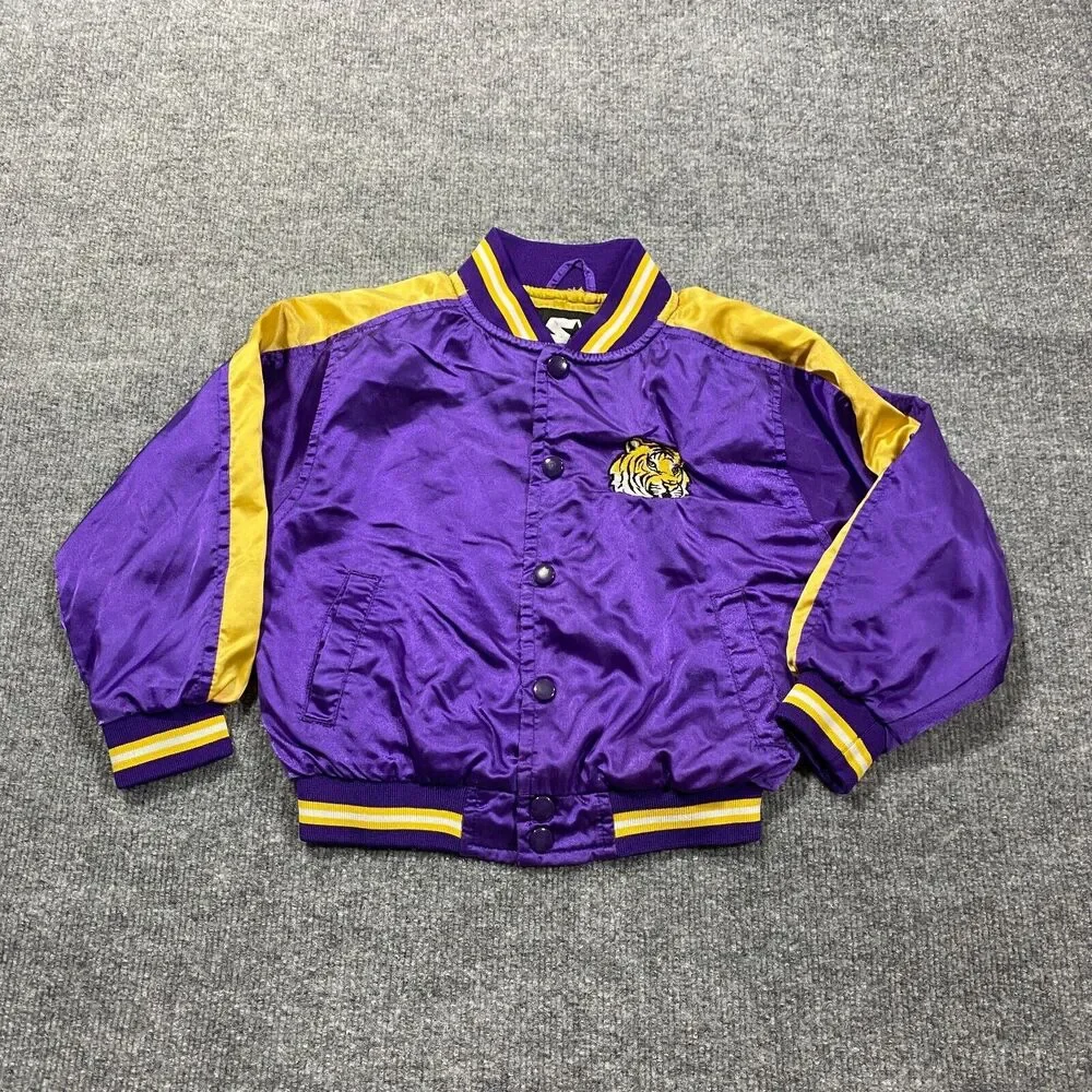 Starter LSU Tigers Jacket Toddler 5T Purple Gold Satin Football Sports Coat - Picture 1 of 7